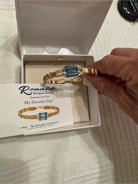 Ronaldo Gold-Tone Bracelet with Blue Gemstone